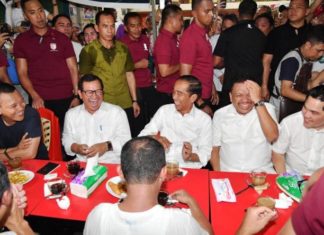 Jokowi, Erick dan Pramono Ngopi Bareng Milenial Manado