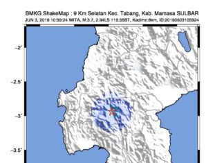 Senin Siang, Gempa Bumi 3,7 SR Kembali Mengguncang Mamasa