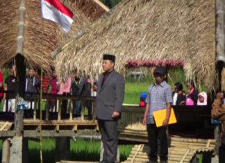 Video: Puluhan Pemuda Mamasa Kibarkan Bendera Raksasa di Tengah Sawah