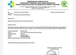 Mehalaan Sehat, Bukti Prestasi Meningkat dari Kemenkes RI