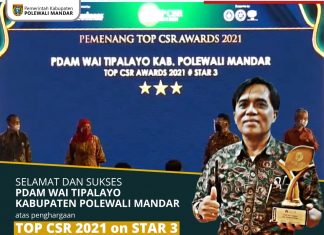 PDAM Wai Tipalayo Polman Raih Penghargaan Top CSR 2021 on Star 3
