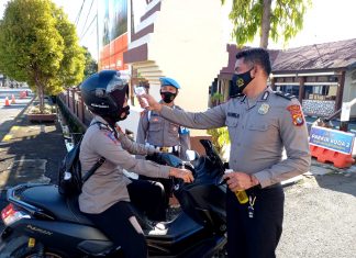 Wajib Pakai Masker dan Ukur Suhu Saat Masuk ke Kantor Polresta Mamuju
